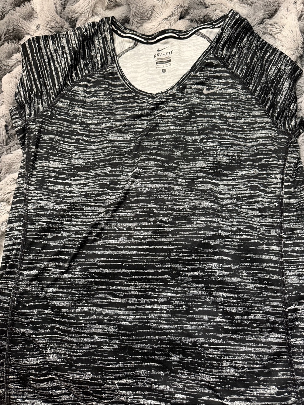 Nike Black & White Dri-FIT Space Dye Short Sleeve Top
